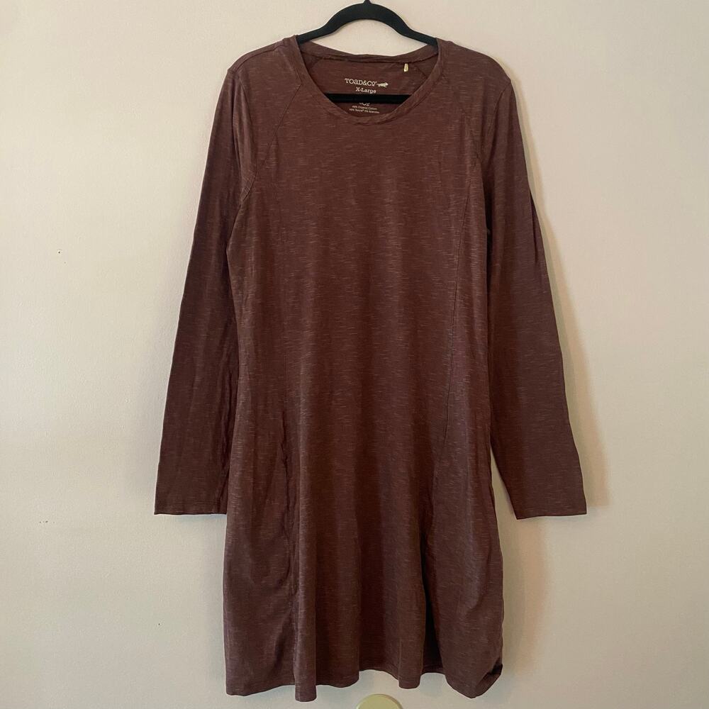 Toad & Co Purple Gorpcore Outdoor Casual Knee Length Dress Long Sleeve Women XL